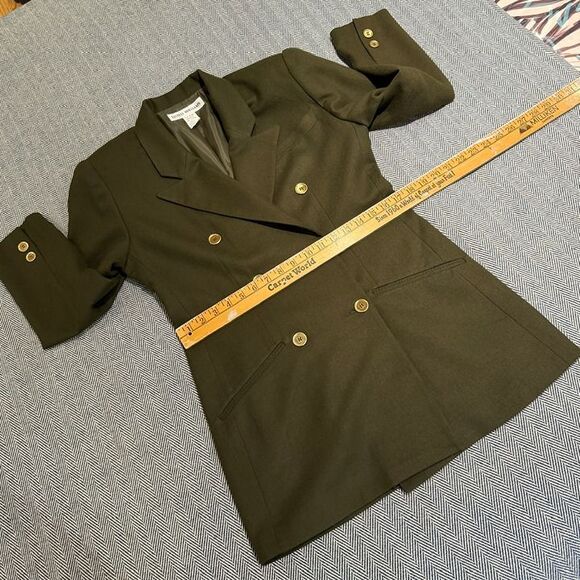 MINT VTG 80s Lloyd Williams 100% Pure Wool Olive Green Double Breasted Blazer 6 - Picture 9 of 12